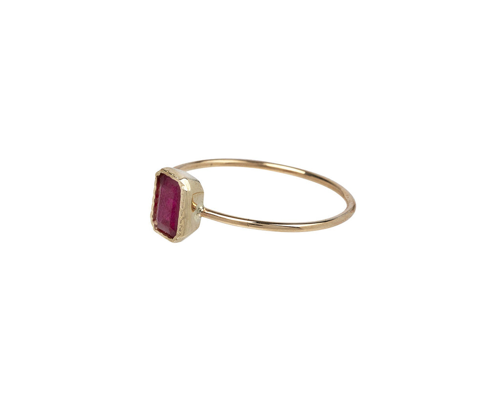 Jennie Kwon Emerald Cut Ruby Wisp Ring Side View