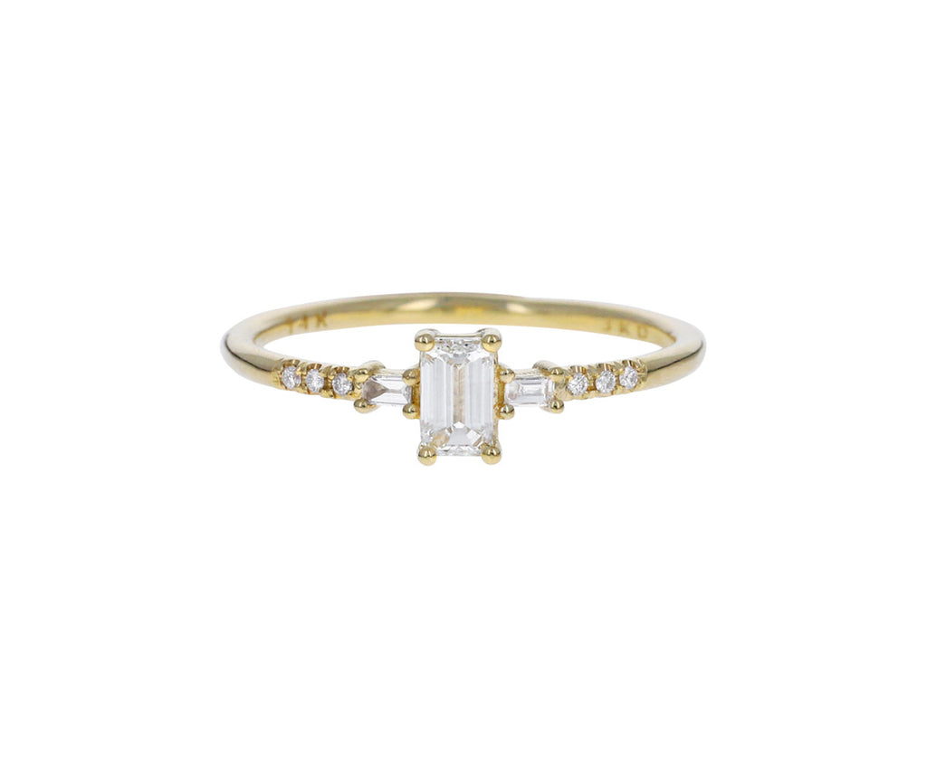 Emerald Cut Diamond Melody Solitaire
