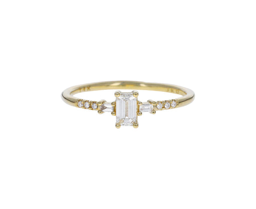 Emerald Cut Diamond Melody Solitaire