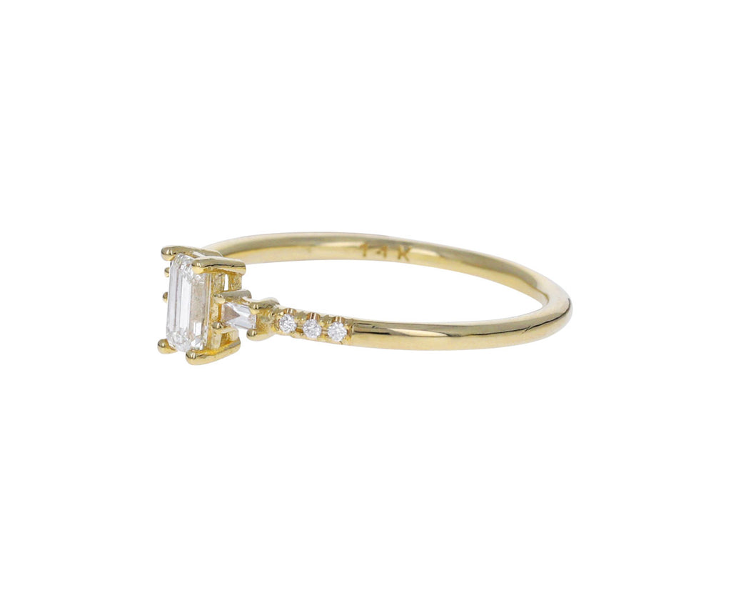 Emerald Cut Diamond Melody Solitaire