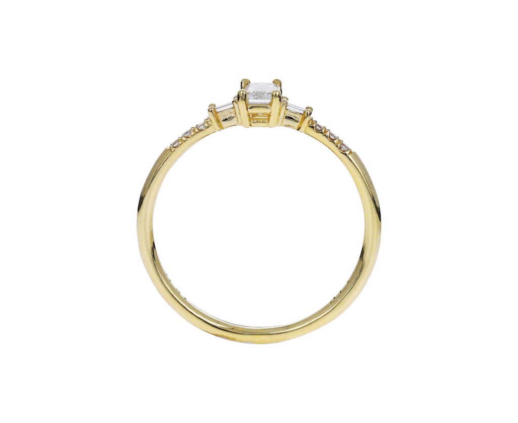 Emerald Cut Diamond Melody Solitaire