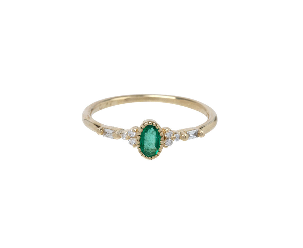 Jennie Kwon Oval Emerald and Diamond Poeme Ring