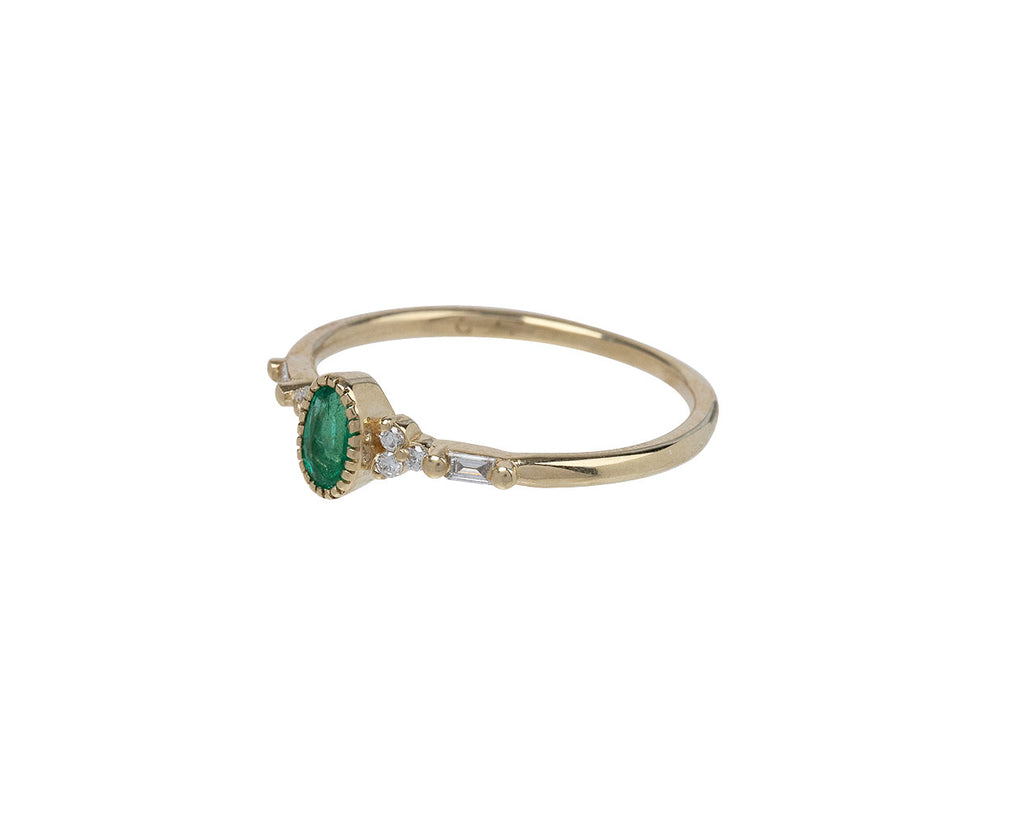 Jennie Kwon Oval Emerald and Diamond Poeme Ring Side