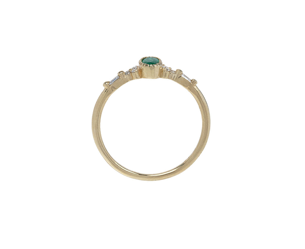 Jennie Kwon Oval Emerald and Diamond Poeme Ring Top