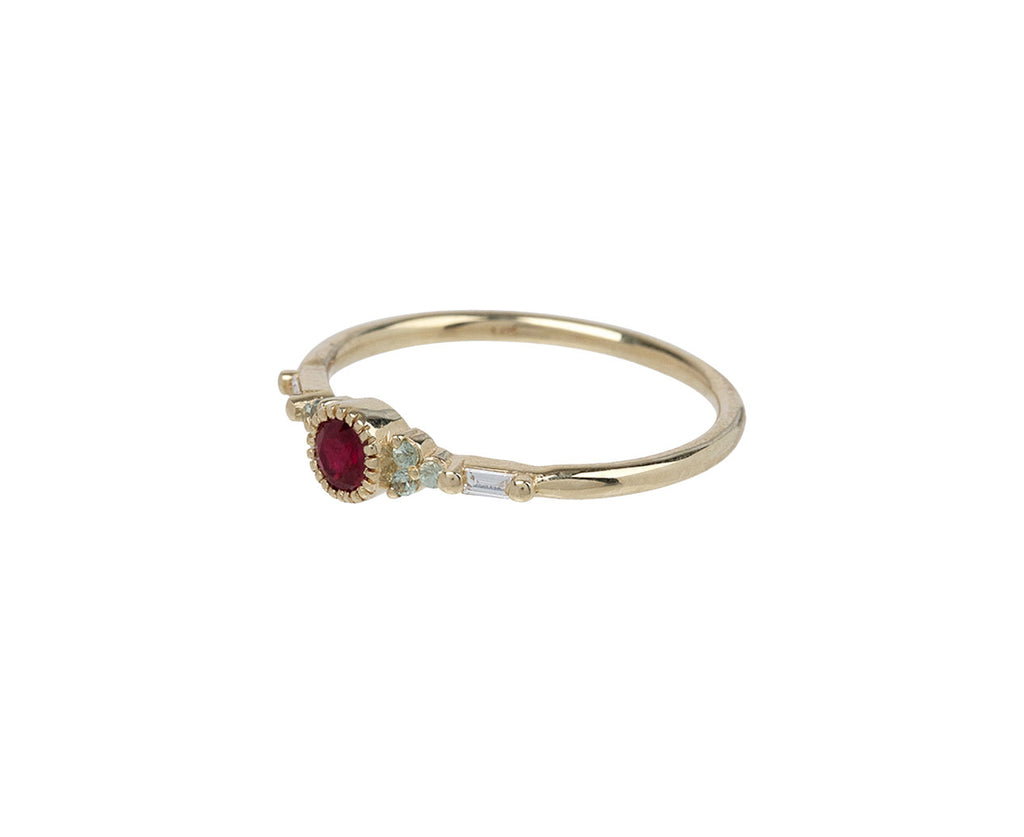 Jennie Kwon Ruby and Diamond Poeme Ring Side View