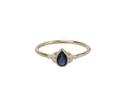 Jennie Kwon Pear Shaped Blue Sapphire and Diamond Cluster Ring
