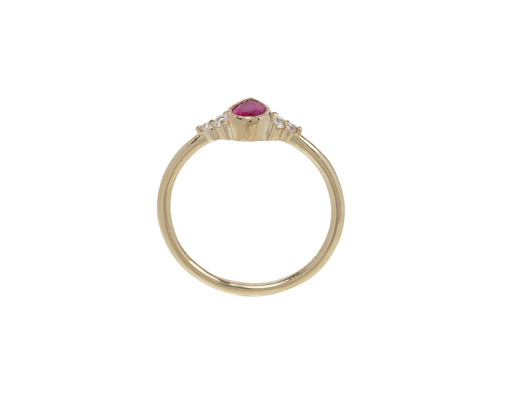 Jennie Kwon Pear Shaped Ruby Diamond Cluster Ring Top View