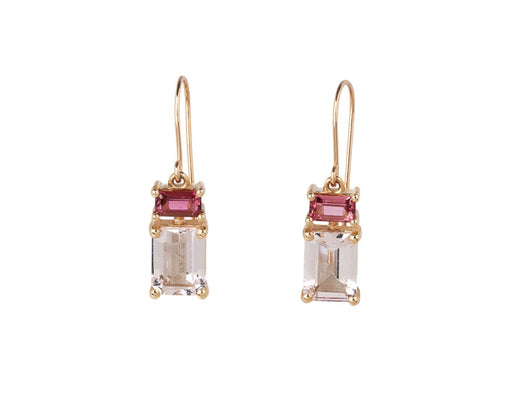 Nicole Landaw Gold Morganite and Tourmaline Earrings