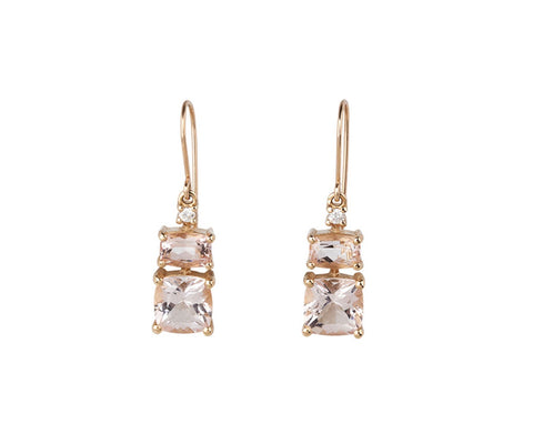 Nicole Landaw Gold Morganite and Diamond Drop Earrings