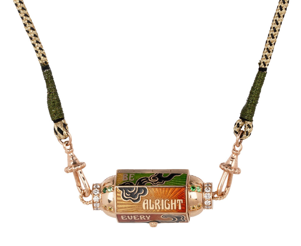 Marie Lichtenberg Enamel Blunt Box Locket Necklace