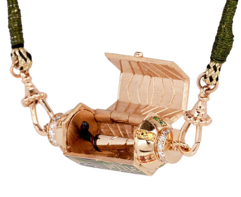 Marie Lichtenberg Enamel Blunt Box Locket Necklace