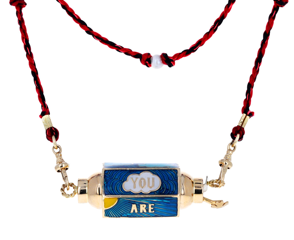Enamel Clouds and Lucky Star Locket Necklace