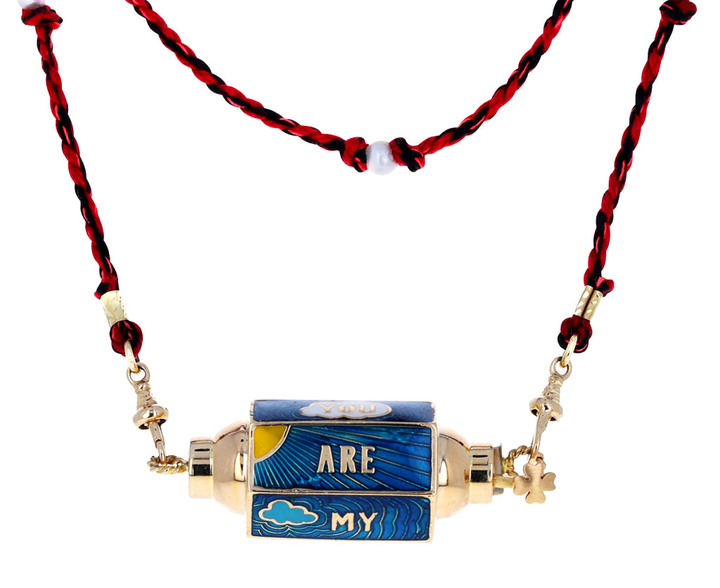 Enamel Clouds and Lucky Star Locket Necklace