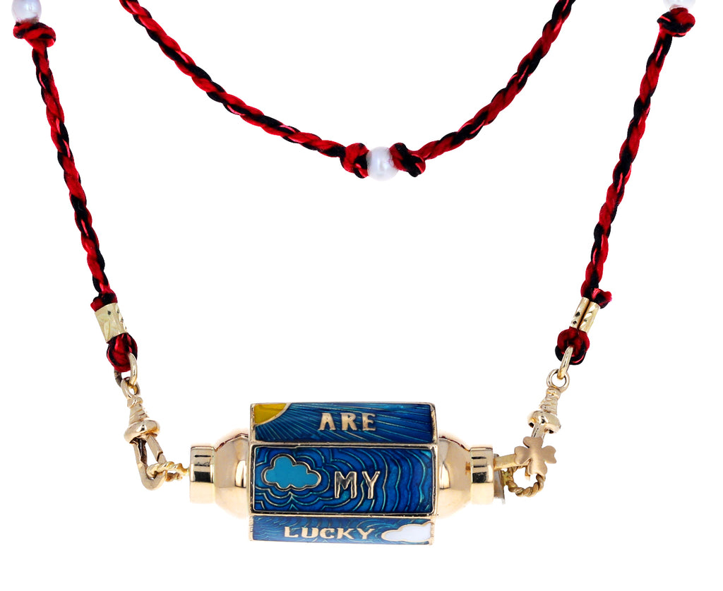 Enamel Clouds and Lucky Star Locket Necklace