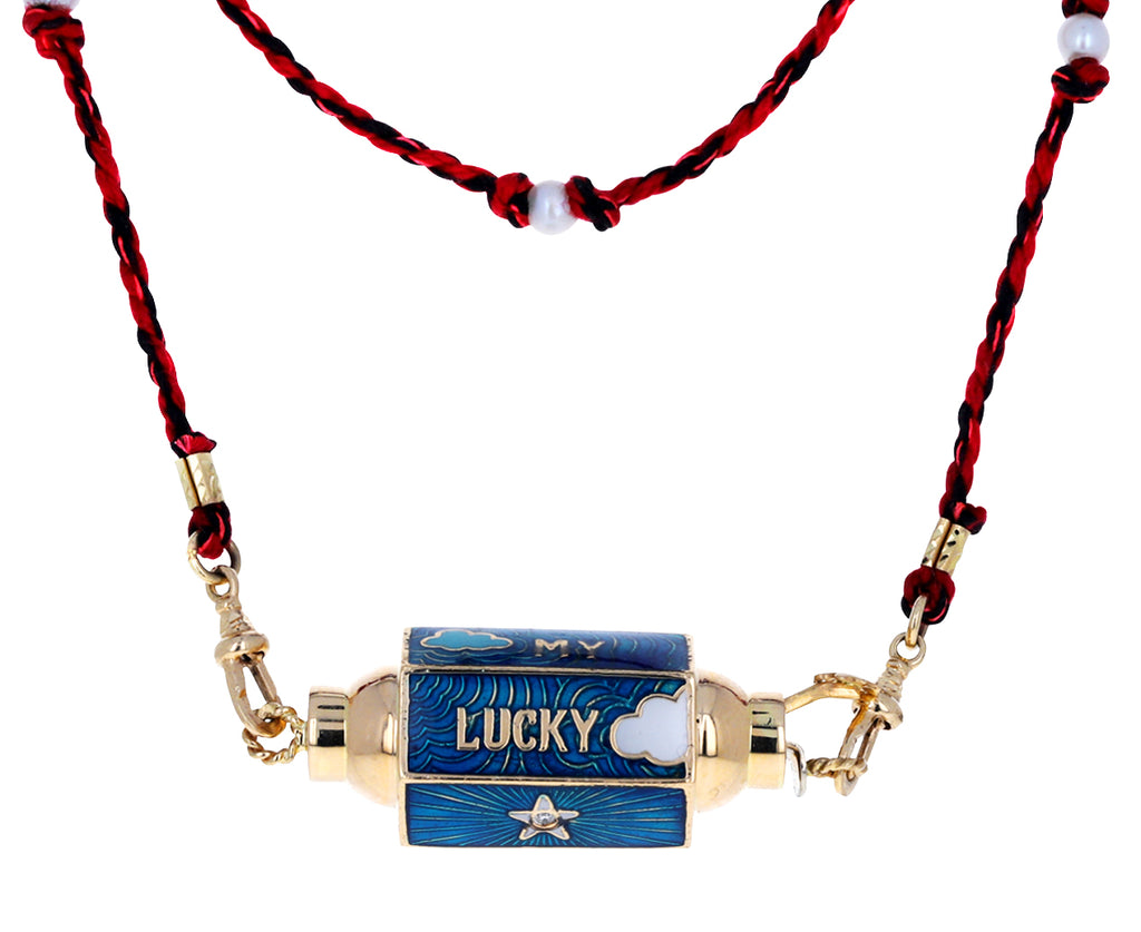 Enamel Clouds and Lucky Star Locket Necklace