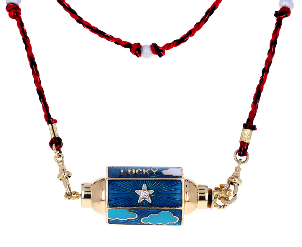 Enamel Clouds and Lucky Star Locket Necklace