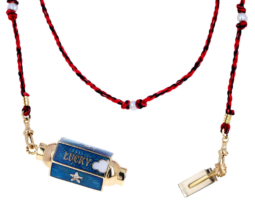 Enamel Clouds and Lucky Star Locket Necklace