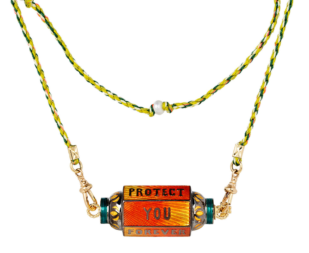 Orange Enamel Eye Will Protect You Forever Locket Necklace