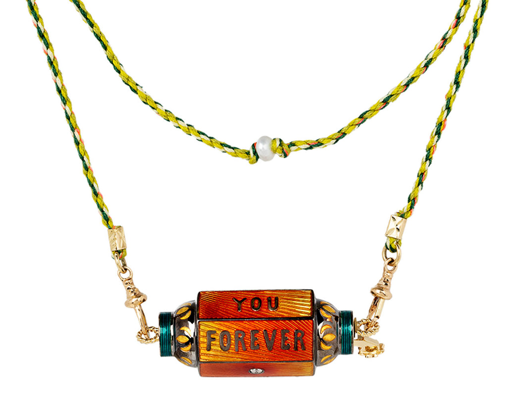 Orange Enamel Eye Will Protect You Forever Locket Necklace