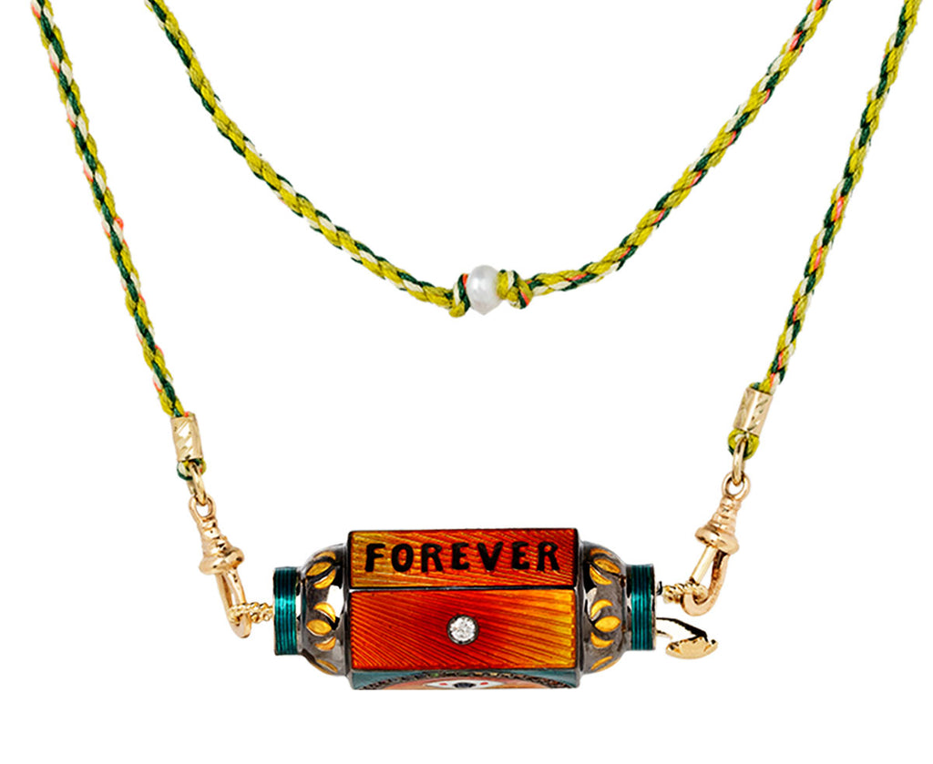 Orange Enamel Eye Will Protect You Forever Locket Necklace
