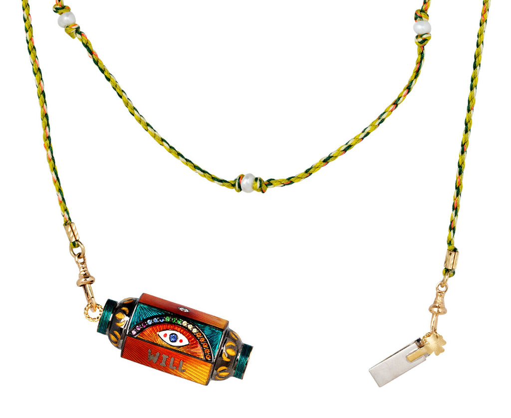 Orange Enamel Eye Will Protect You Forever Locket Necklace