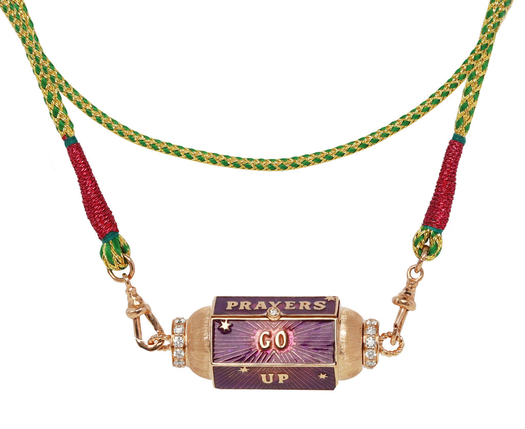 Marie Lichtenberg Jewelry Rose Gold Enamel Prayers Locket Pendant necklace