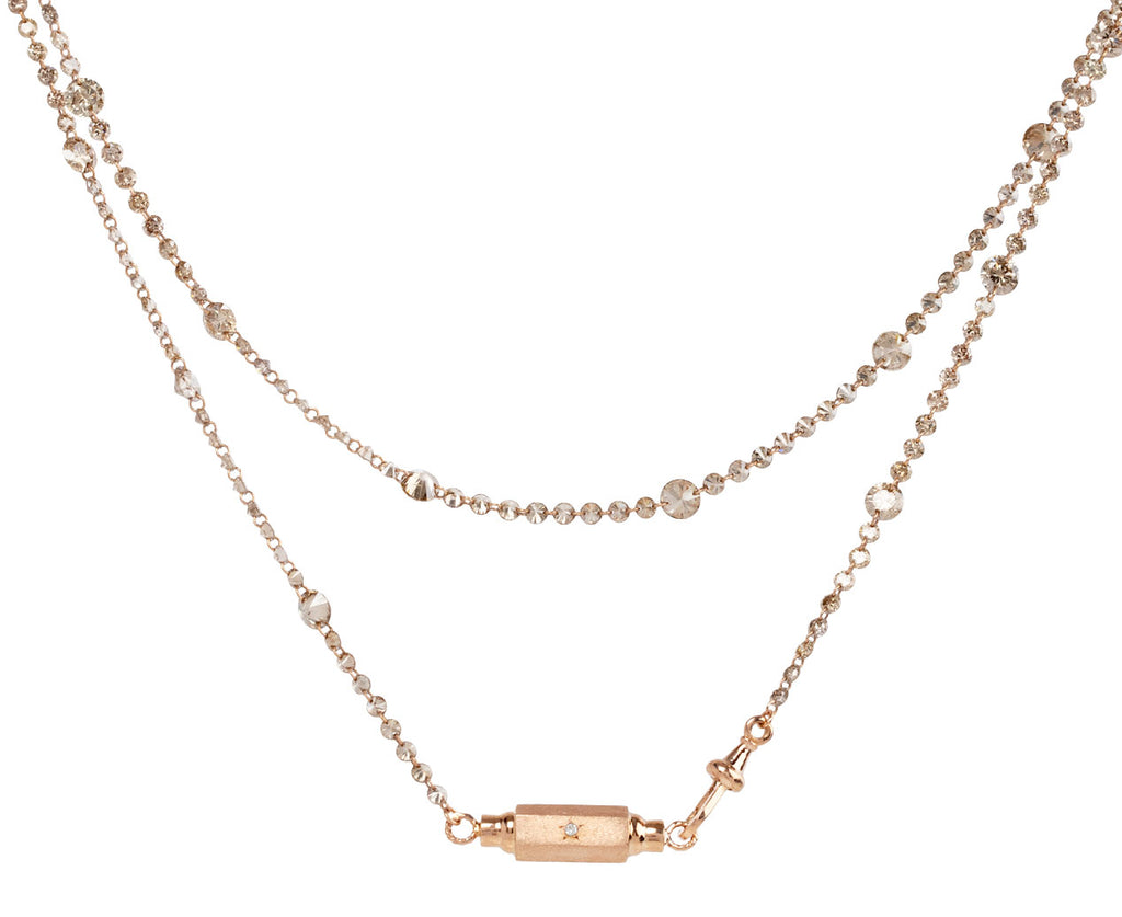 Marie Lichtenberg Long Riviere Diamant Micro Coco Locket Necklace Twice Wrapped