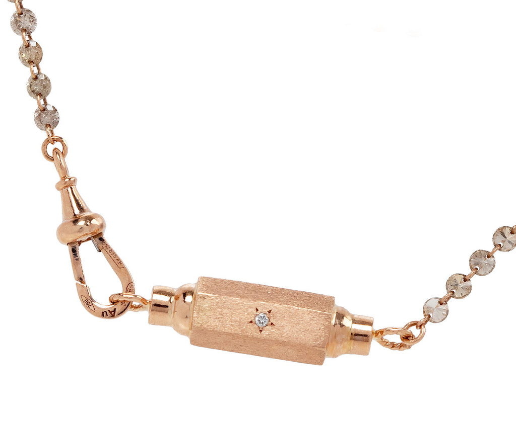Marie Lichtenberg Long Riviere Diamant Micro Coco Locket Necklace Close Up