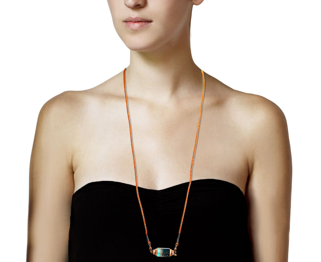 Blue Waterfall Locket Pendant Necklace