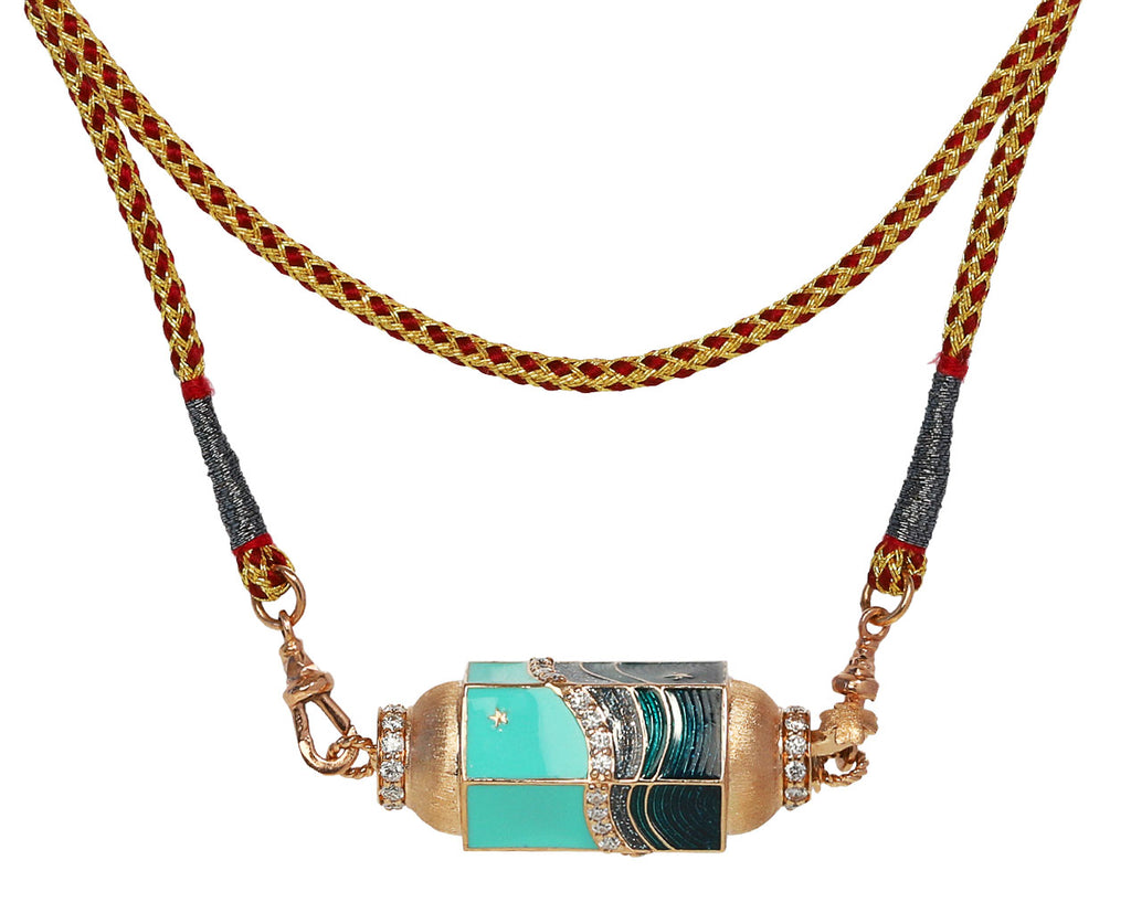 Blue Waterfall Locket Pendant Necklace