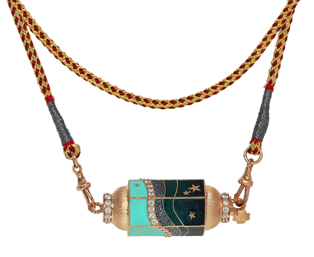 Blue Waterfall Locket Pendant Necklace