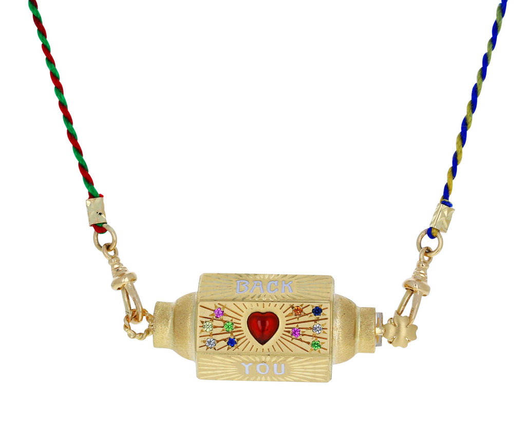 Rainbow Sapphire Love You to the Moon and Back Locket Necklace