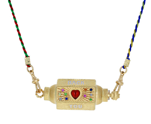 Rainbow Sapphire Love You to the Moon and Back Locket Necklace