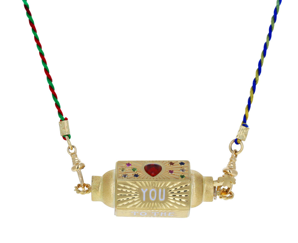 Rainbow Sapphire Love You to the Moon and Back Locket Necklace