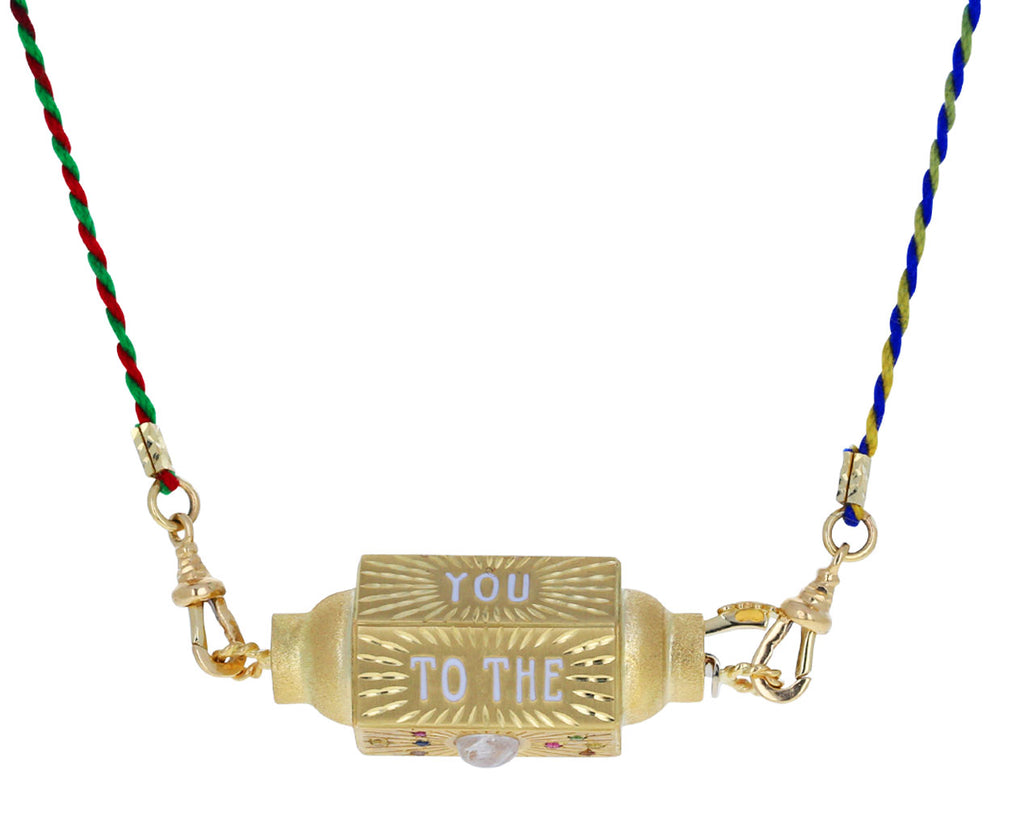 Rainbow Sapphire Love You to the Moon and Back Locket Necklace