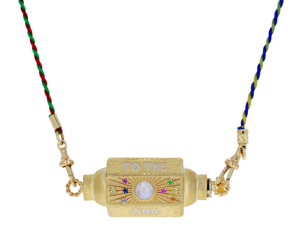 Rainbow Sapphire Love You to the Moon and Back Locket Necklace