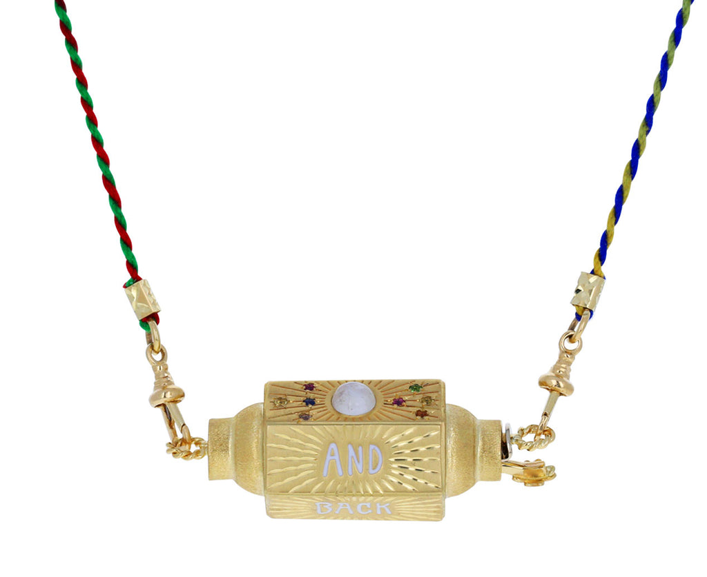 Rainbow Sapphire Love You to the Moon and Back Locket Necklace