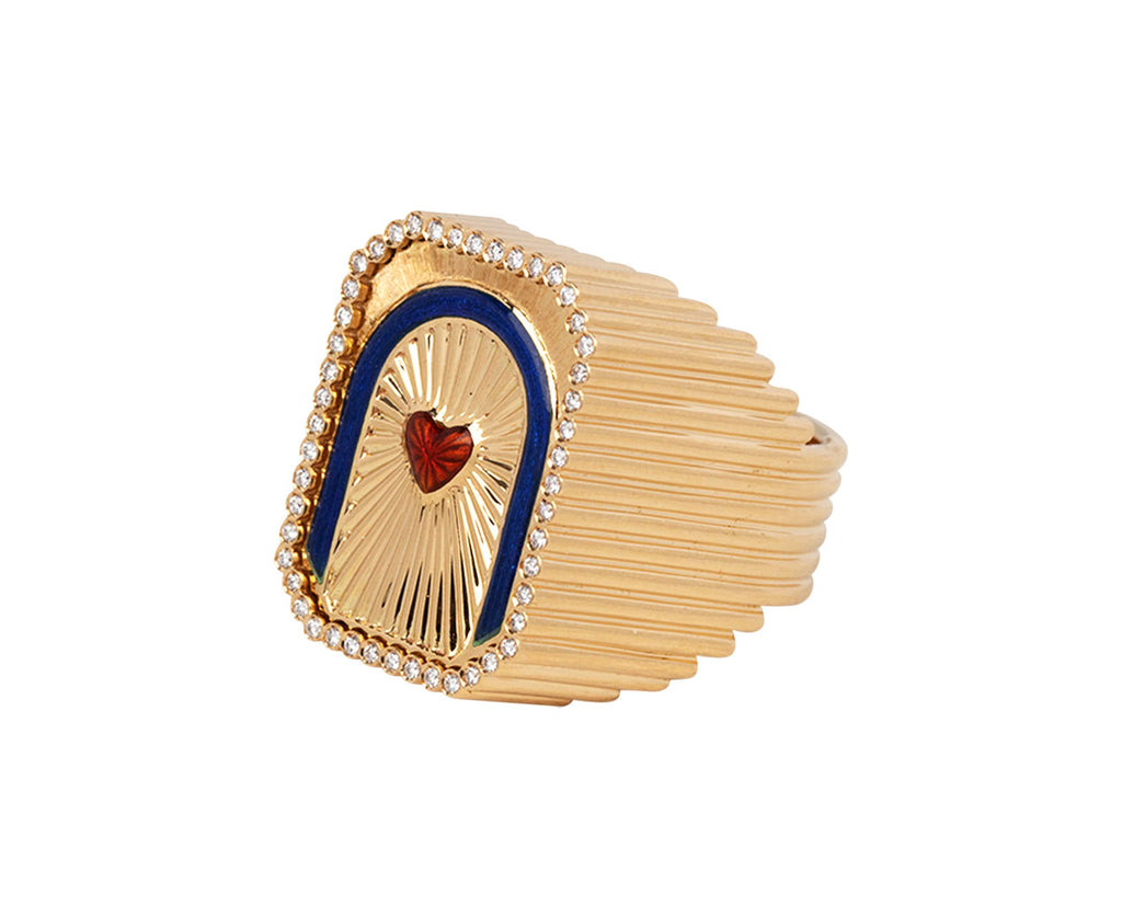 Marie Lichtenberg Diamond Heart Mini Scapular Ring Side