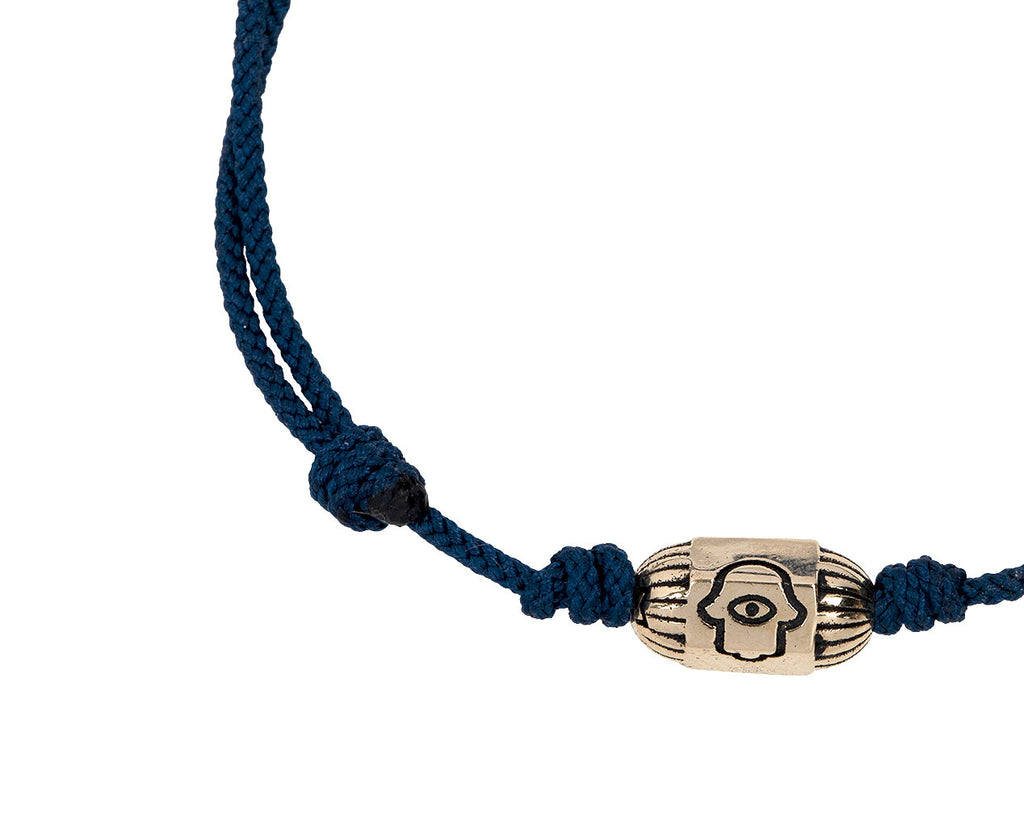 Navy Cord Hamsa Charm Bracelet