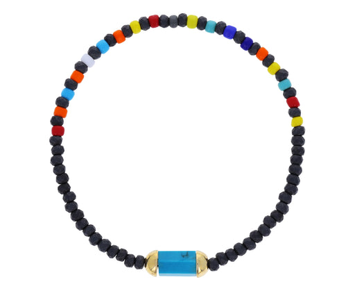 Turquoise, Hematite and Glass Bead Bracelet