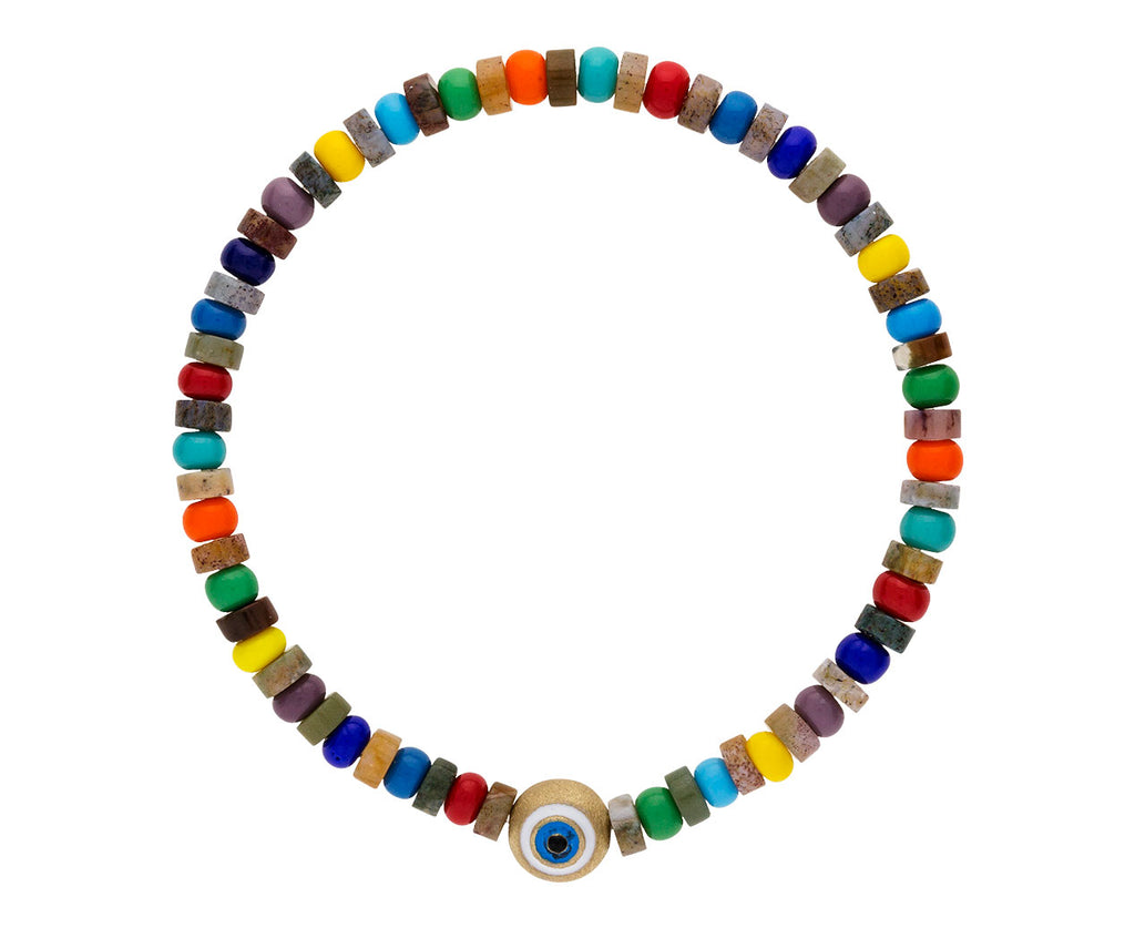 Rainbow Bead Evil Eye Charm Bracelet - TWISTonline 
