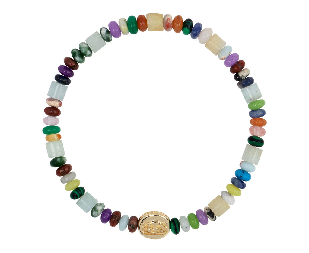 Luis Morais Mixed Gem Horus Eyes Charm Beaded Bracelet