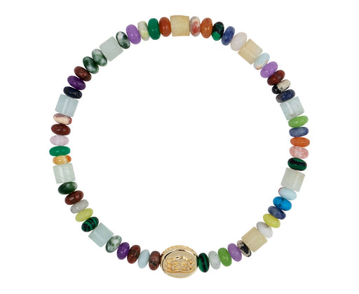 Luis Morais Mixed Gem Horus Eyes Charm Beaded Bracelet