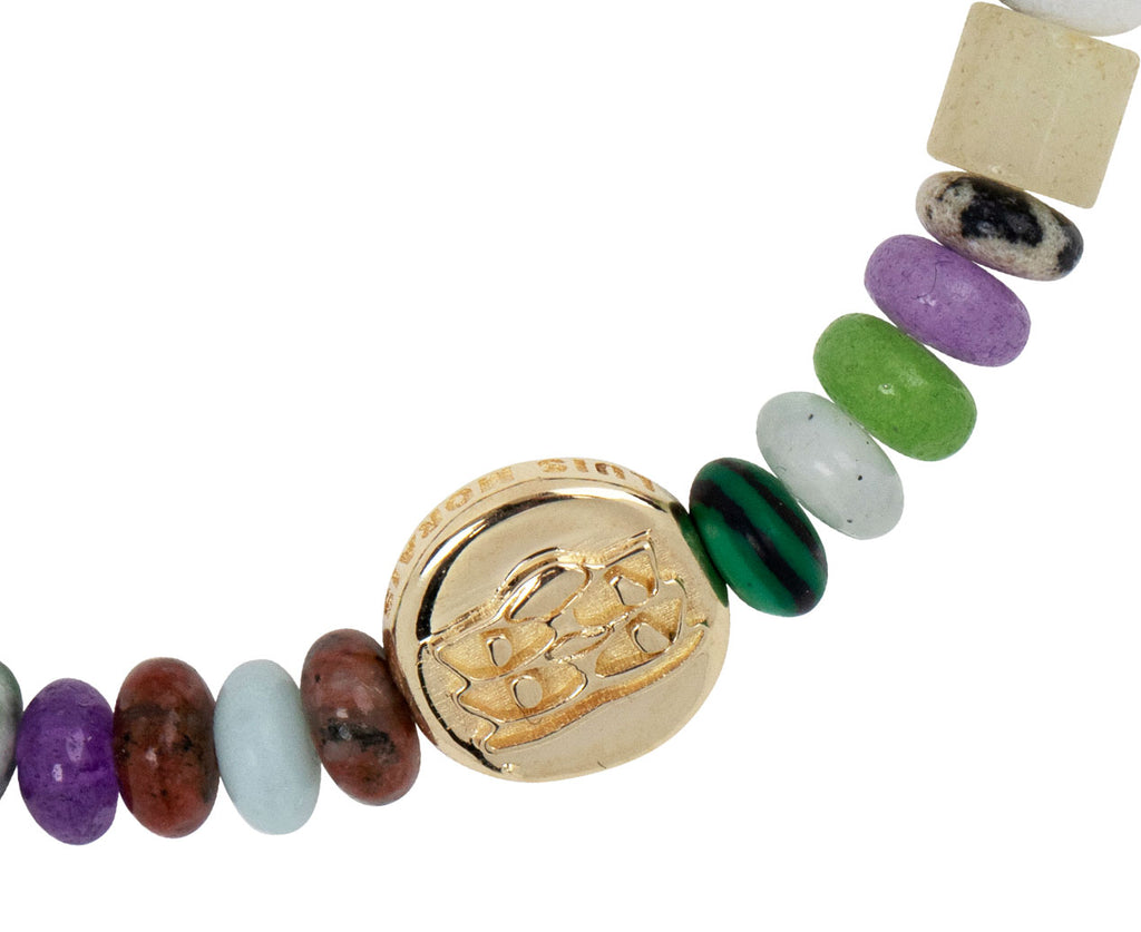 Luis Morais Mixed Gem Horus Eyes Charm Beaded Bracelet Close Up