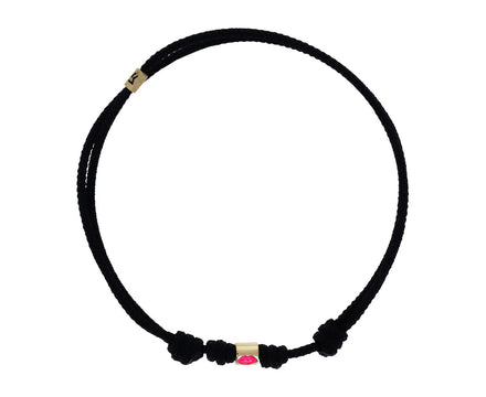 Luis Morais Gold, Enamel, Sapphire and Cord Bracelet - Men - Black Jewelry