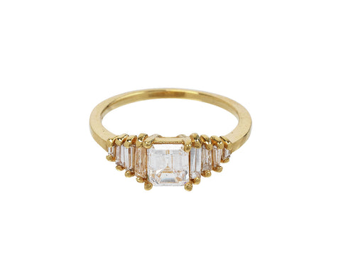 Fiat Lux Gold Antique Asscher Cut Diamond Calypso Ring