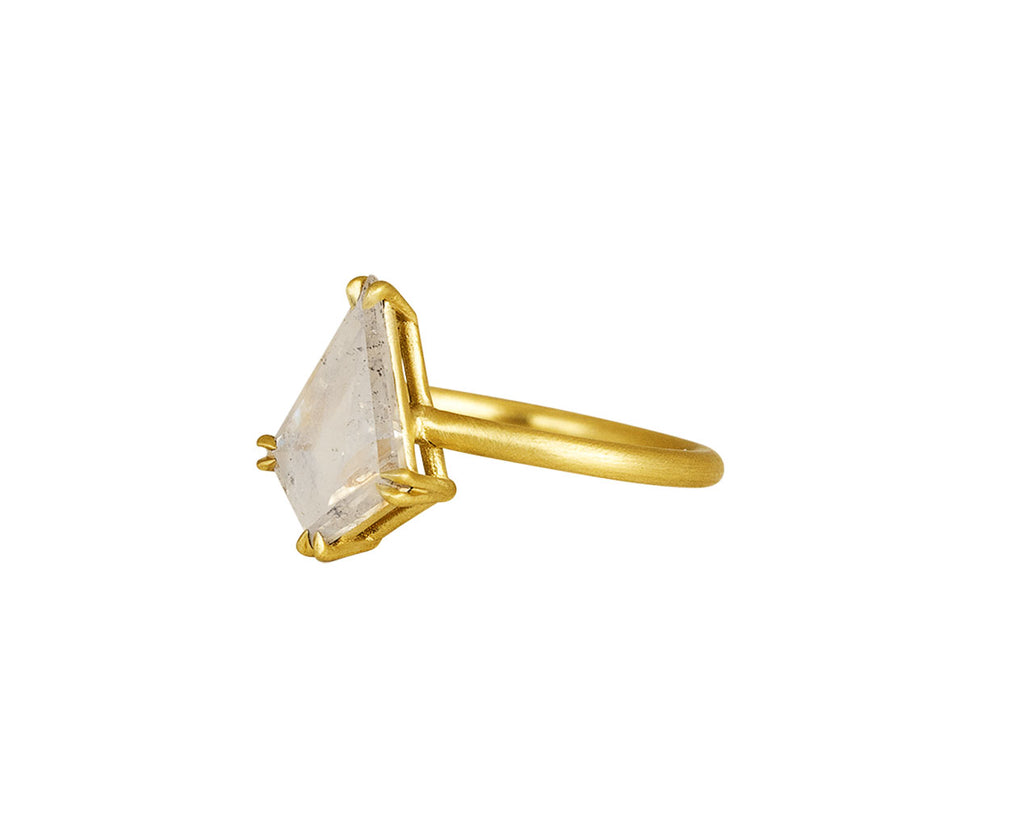Mandrel Studio Kite Shaped Rustic Diamond Solitaire Ring Side View