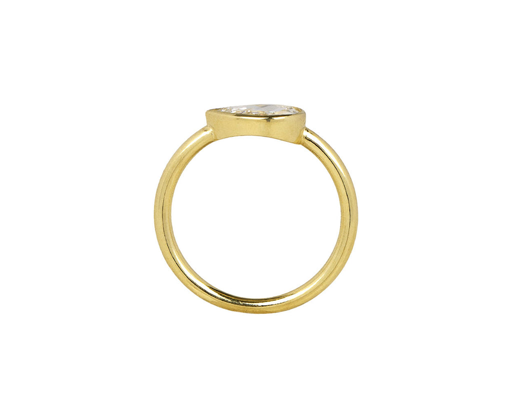 Mandrel Studio Pear Shaped Rose Cut Diamond Solitaire Ring Top View