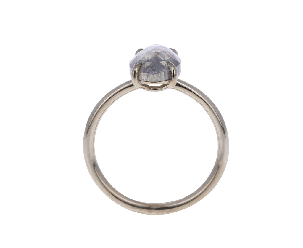 Rose Cut Oval Gray Diamond Solitaire Ring