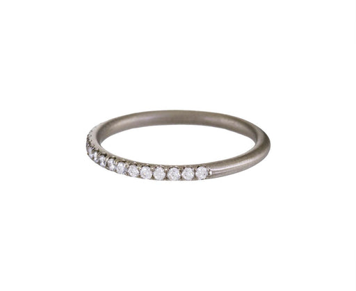 White Gold Half Diamond Wire Band - TWISTonline 